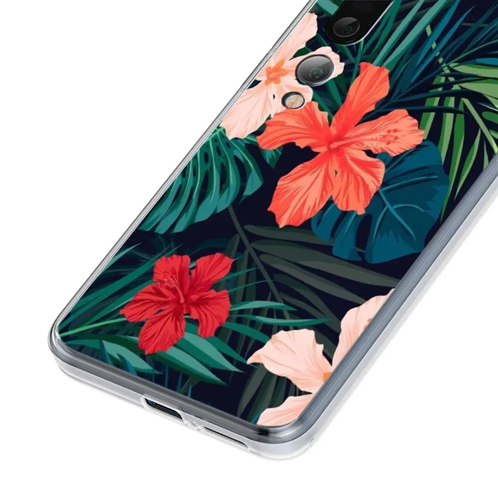 Clear TPU Phone Case with Monstera Green Leaf Design