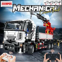Remote Control Engineering Crane Building Blocks Set RC Construction Vehicle 3D Assembly STEM Educational Toy Gift 1