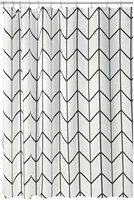 Modern Art Geometric Shower Curtain Set Herringbone Design Black White Striped Wall Cloth Decor Bathroom Polyester Curtains Hook 2