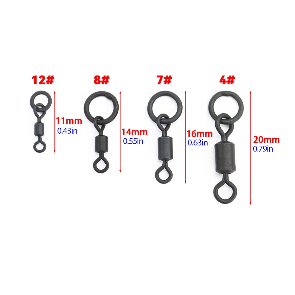 Carp Fishing Swivels 20 Piece Hirisi Snaps with Solid Ring Quick Change Fishing Hook Accessories