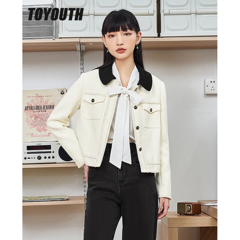 toyouth-abrigo-de-manga-larga-con-solapa-para-mujer-chaqueta-corta-holgada-con-textura-en-blanco-y-negro-tops-con-botones-de-mariposa-en-contraste-invierno-2022