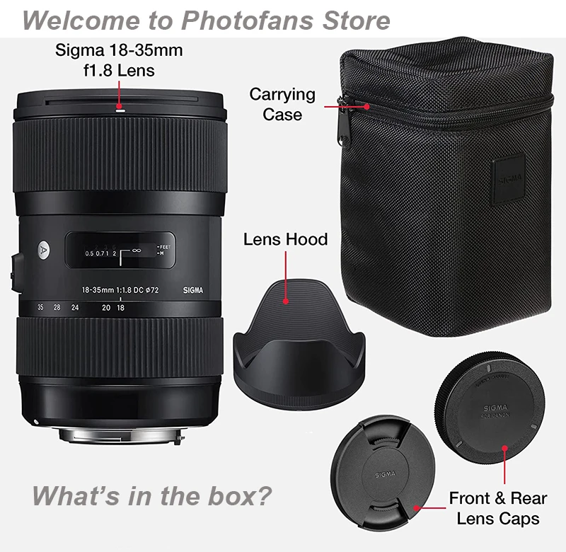 シニョマアートレンズforcanon and Nikon、18-35mm、f1.8、dc、hsm 
