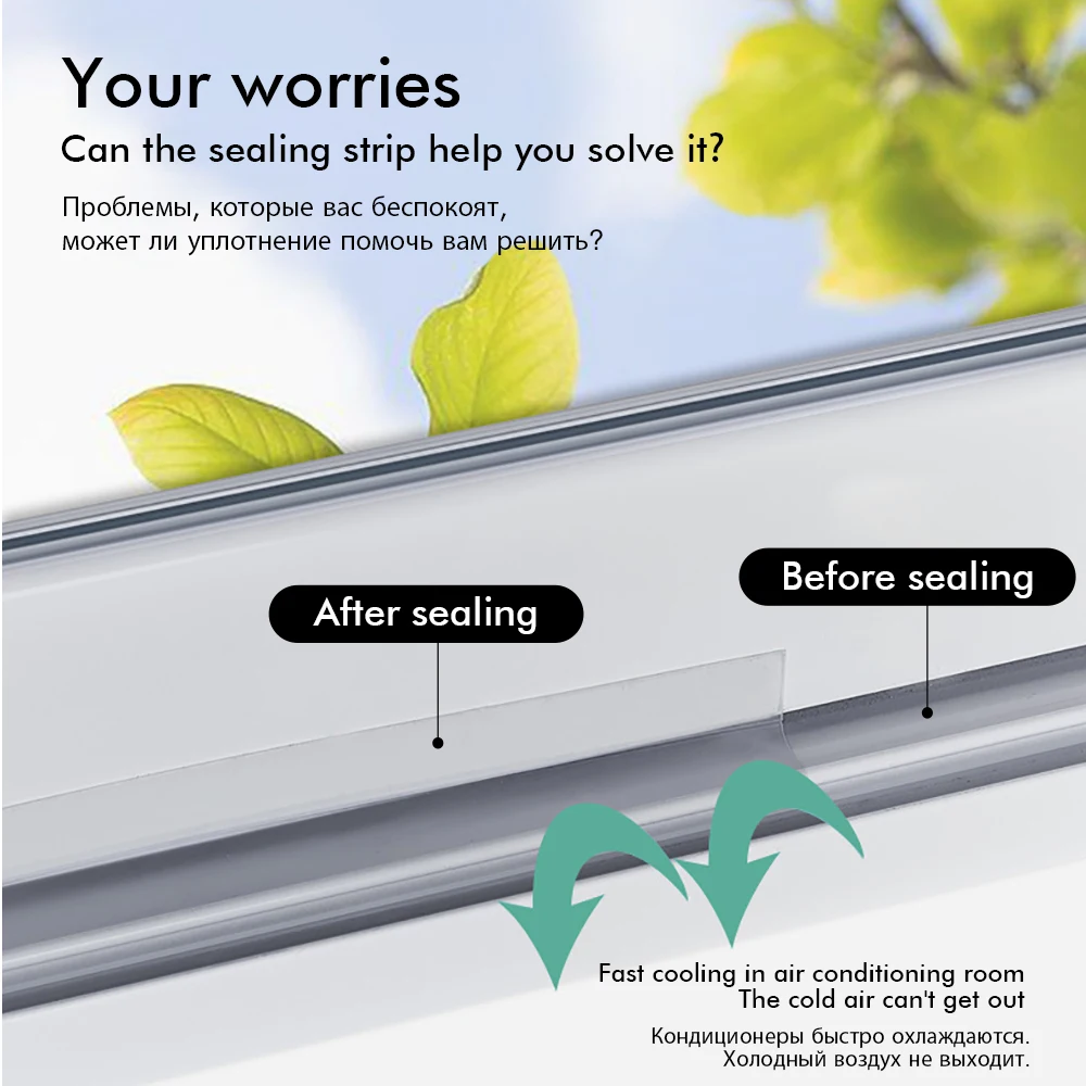 Window Weather Stripping Door Draft Blocker Silicone Shower Glass Gaps Seal Strip Dust Insulation Noise Reduction