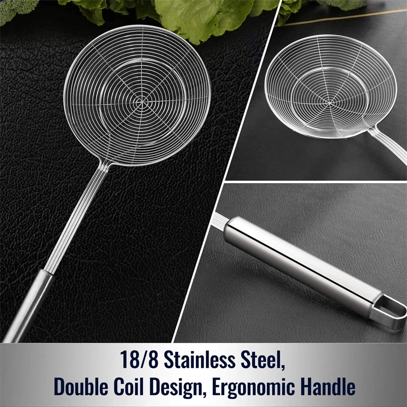 Hiware Solid Stainless Steel Spider Strainer Skimmer Ladle For Cooking