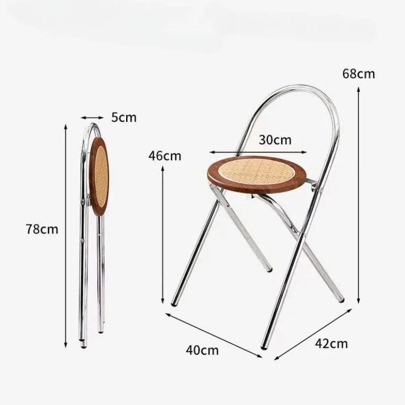 Durable and foldable retro backrest dining chair, suitable for family and coffee shop leisure balcony chairs, rattan bar chairs