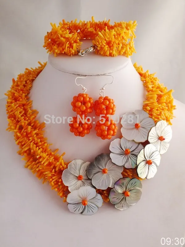 

Amazing Lovely African Coral Necklace Jewelry Set 20"