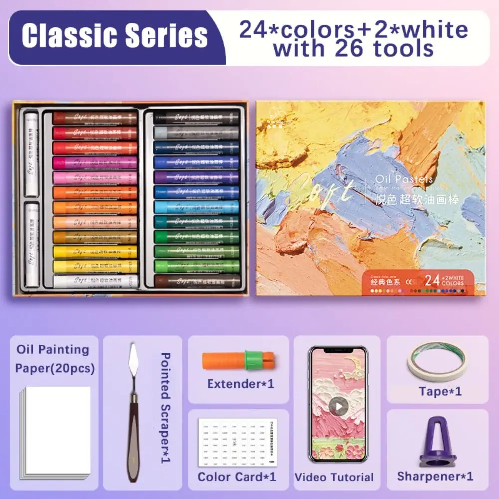 24/36/48 Colors Versatile Morandi Ultra Soft Crayon Macaron Classic Colored Crayon With Tool Set Oil Painting Stick