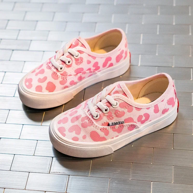 Girls Canvas Shoes Leopard Print Pink Summer New Children's Pedal Shoes Net Red Tide Children's Shoes Kids Zapatos De Niña