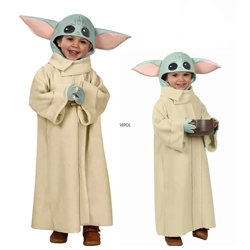 Di Alta Qualità Neonati Maschi Ragazze Yoda Robe Costume Cosplay Yoda Grugo Bambini Tuta Natale Halloween Party Party Dress Gift