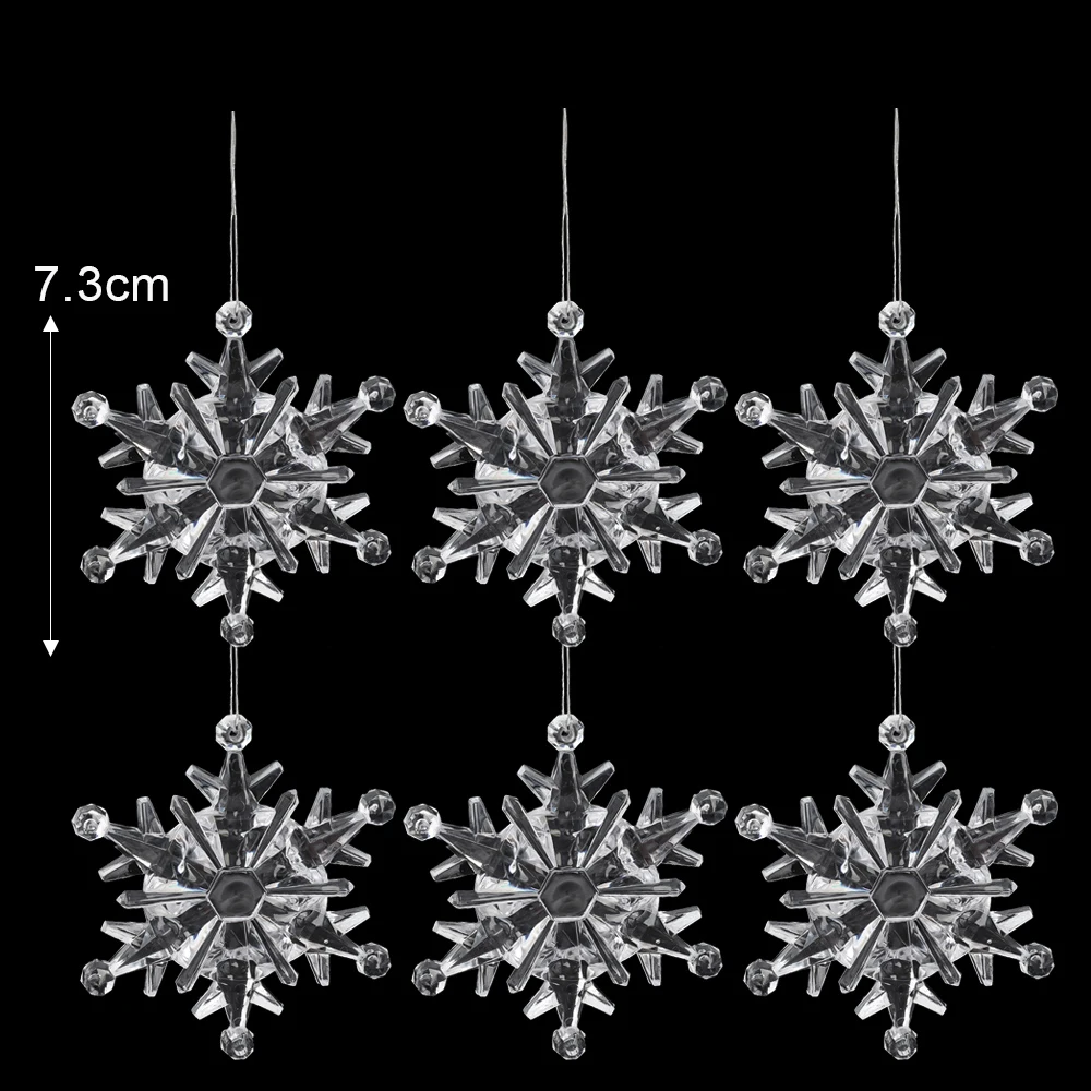 10 Adornos Navideños De Copos De Nieve Acrílicos ¡Con Cintas Incluídas! - Decoración Brillante Para Tu Árbol