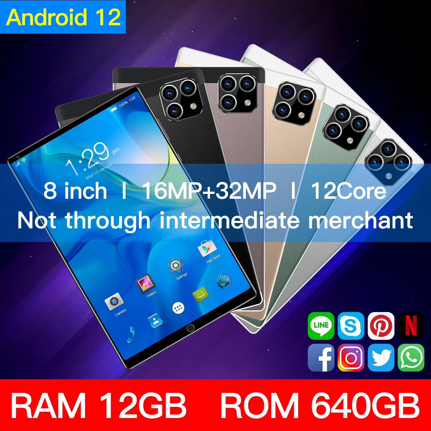 Pad K10 Tablet PC 8 Inch 7800mAh 12 Core Android12 12GB RAM Google Play 32MP 640GB ROM WIFI 5G Send Keyboard Dual SIM Tablette