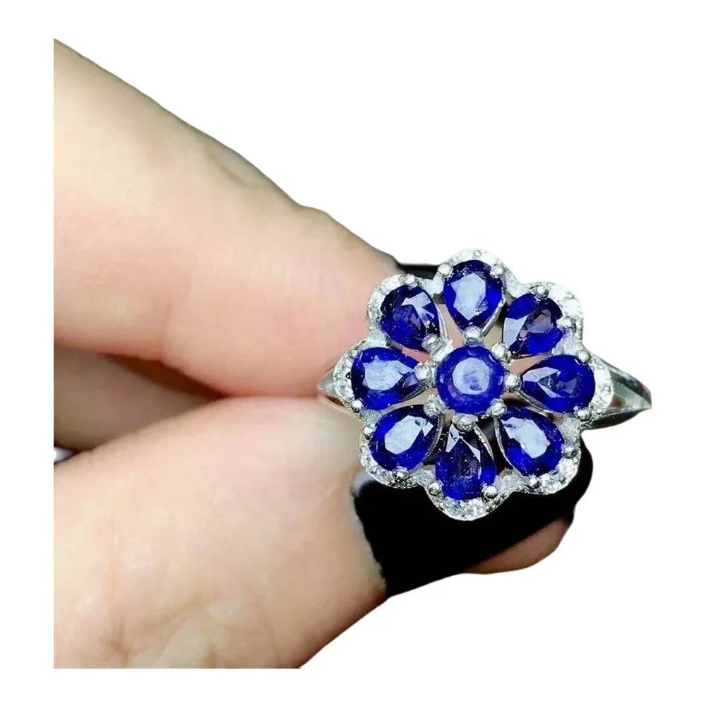 

KJJEAXCMY-925 Sterling Silver Inlaid Natural Sapphire Ring, Delicate Jewelry, Popular Support Testing, Ladies, Boutique Party,