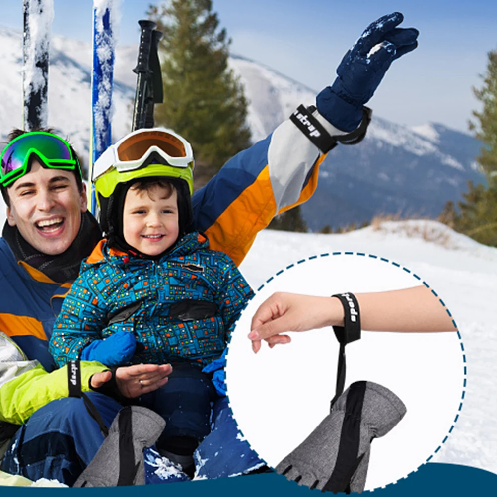 4PCS Elastic Wrist Straps for Ski Snowboard Gloves Adjustable Ski Glove Lead for Men and Women Sport Skiing Glove Safet-y Strap 4