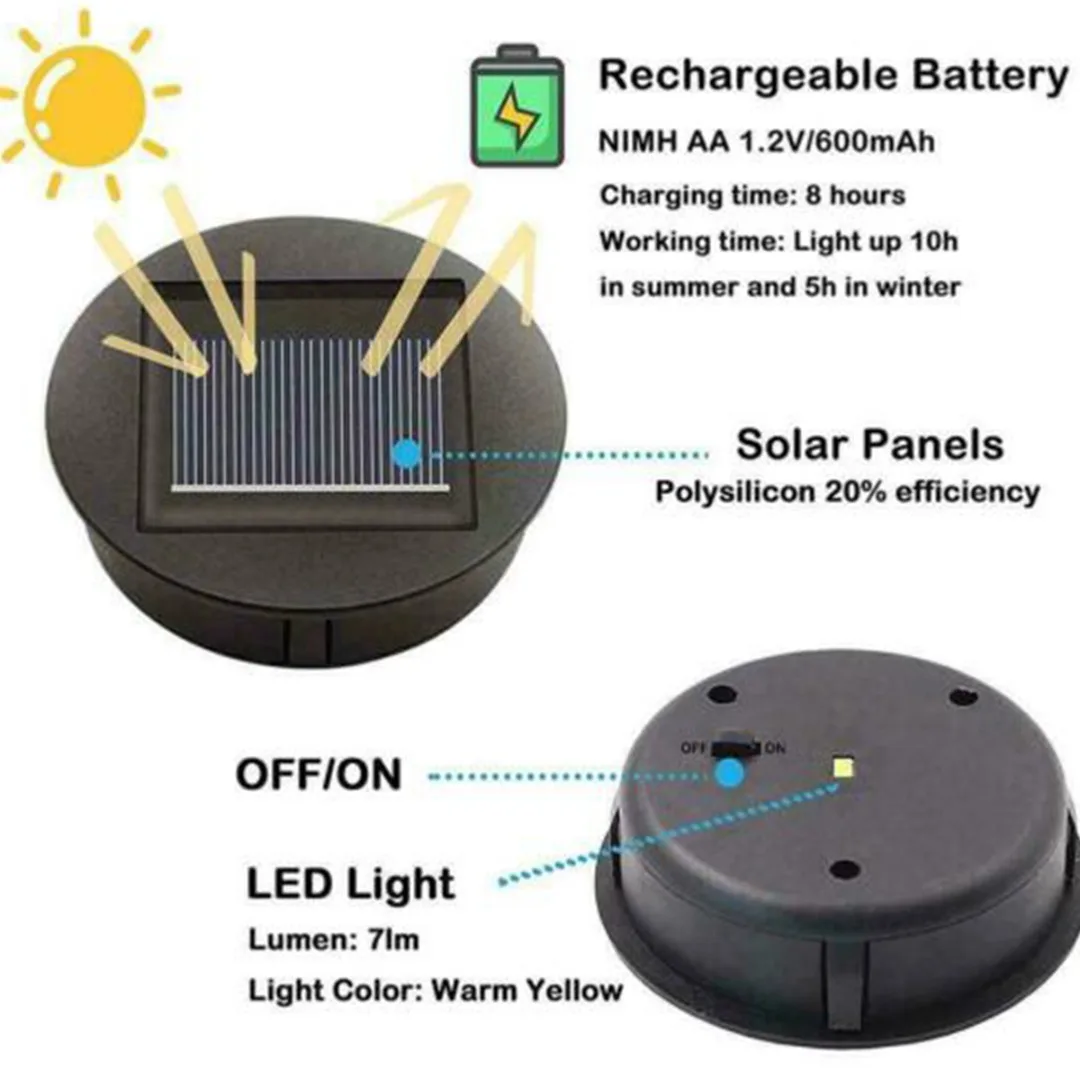 1pc Solar LED Battery Box Waterproof Garden Night Lamp For Outdoor Hanging Lantern Replacement 1 AA 600mAh NiMH Battery Parts solar yard lights