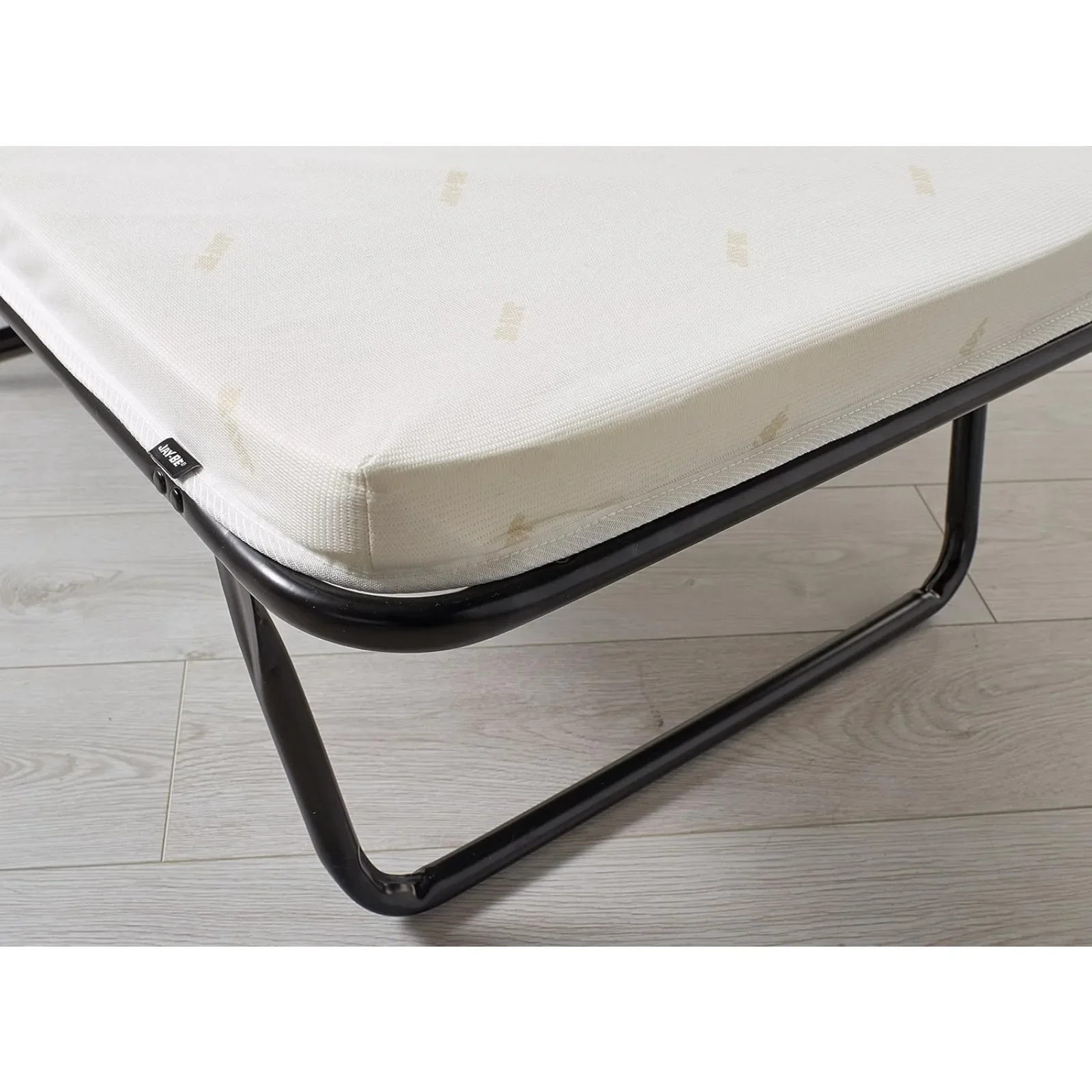 US Folding Cot Bed with Rebound e-Fibre Mattress, Lightweight,Black/White，Portable Rollaway Bed