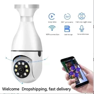 Lampadina Telecamera Di Sorveglianza Visione Notturna Full Color Automatic Human Tracking Zoom Monitor Di Sicurezza Per Interni Telecamera Wifi