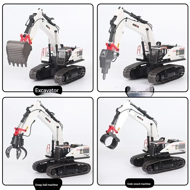 Huina 1594 Full Metal Remote Control Excavator 1/14 Electric Heavy Duty 22 Channels Rc Excavator For Children Toys Model 4