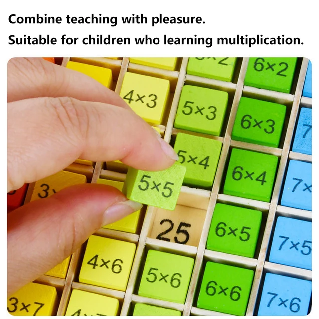 7In X 7In Montessori Educational Wooden Multiplication Table Board For Kids, Arithmetic Teaching Aids Math Toys For Children 2