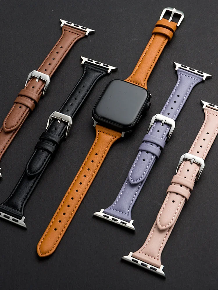 애플 워치 밴드용 슬림 가죽 스트랩, 울트라 2, 49mm, 44mm, 40mm, 41mm, 42mm, 38mm, 49mm, 44mm, 애플 워치 8, 9, 8, 7, se, 5, 4, 6