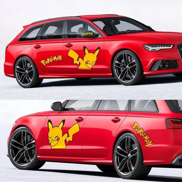 

Pokemon Pikachu Car Sticker, Large Body, Door To Hide Scatches, Cute Picacho Bumper Sticker, Cartoon Body Sticker
