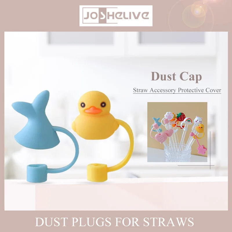 24 Pcs Straw Covers Caps Silicone Straw Tips Cover Reusable Drinking Straw  Tips Lids Cute Cartoon Anti-dust Straw Plug for 6mm Straws Splash Proof