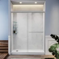 Glass Sliding Shower Door 48" W X 72" H Semi-Frameless Sliding Shower Door 1/4" Clear Glass Shower Doors 2