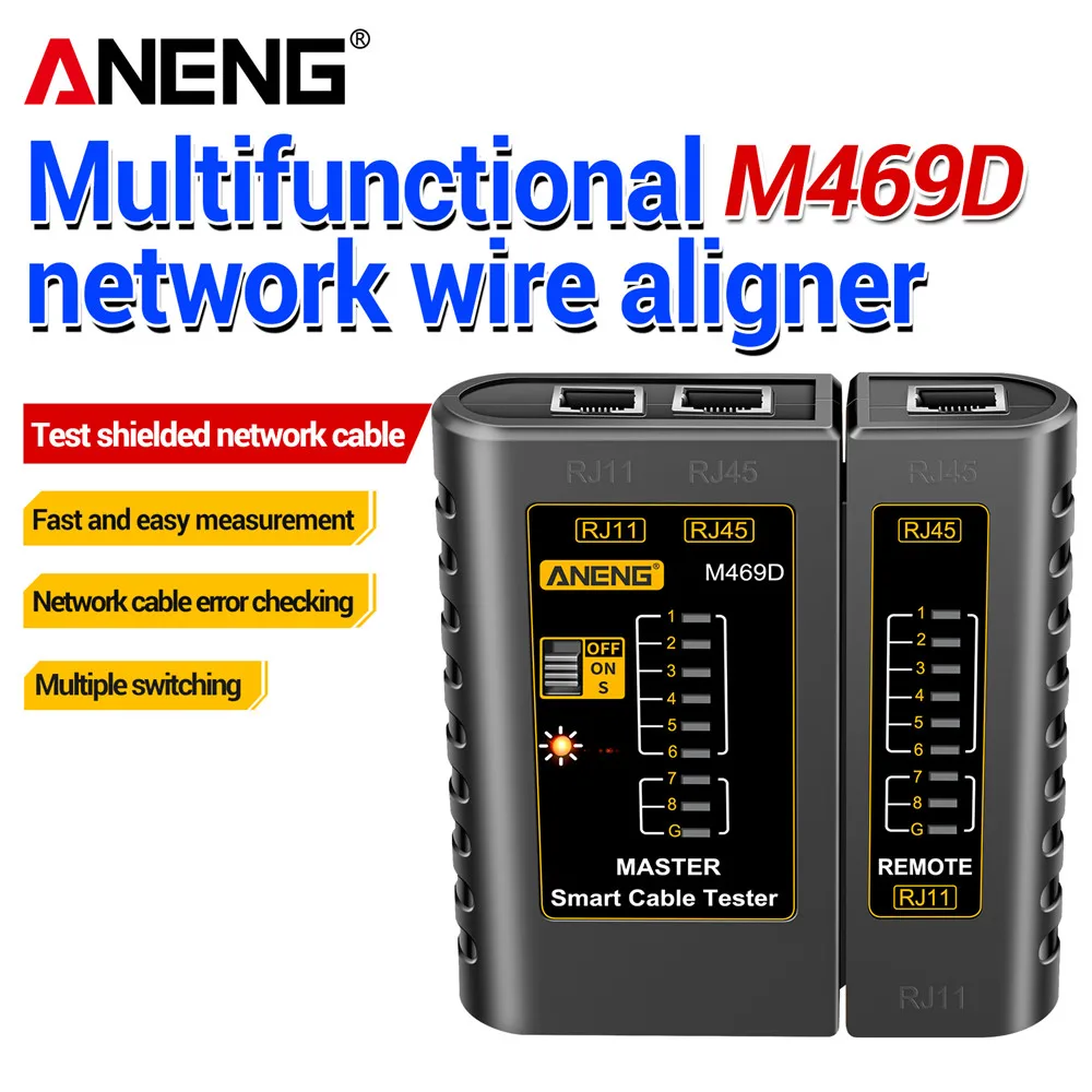 Network Cable Tester ANENG M469D Cable lan tester Network Cable Tester RJ45 RJ11 RJ12 CAT5 UTP LAN Tester Networking Tool network Repair