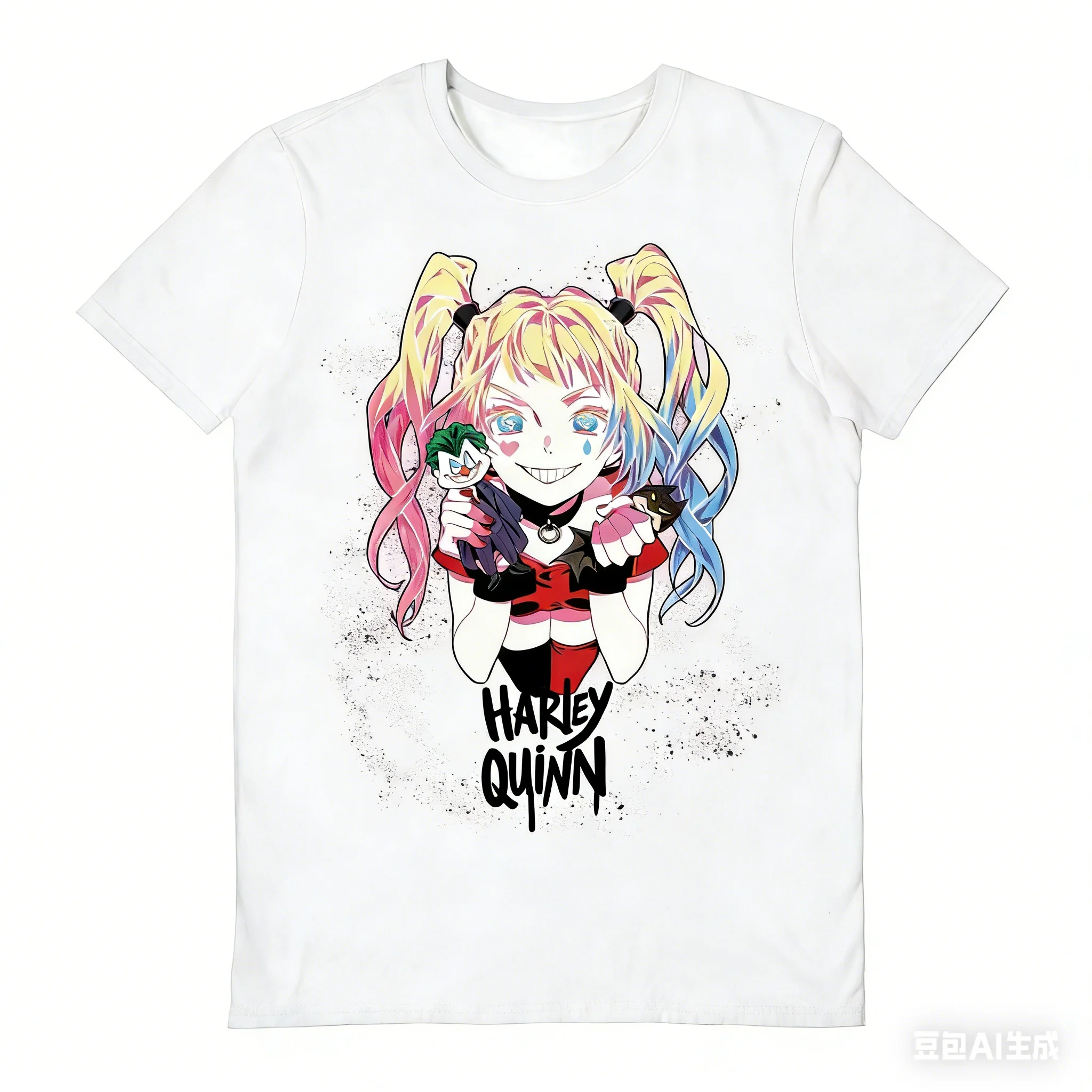 Neuestes Harley Quinn Crown Bubblegum 3D-gedrucktes Clown-T-Shirt im Harajuku-Stil für Erwachsene und Kinder, atmungsaktiv, für den täglichen Gebrauch – Detail 13