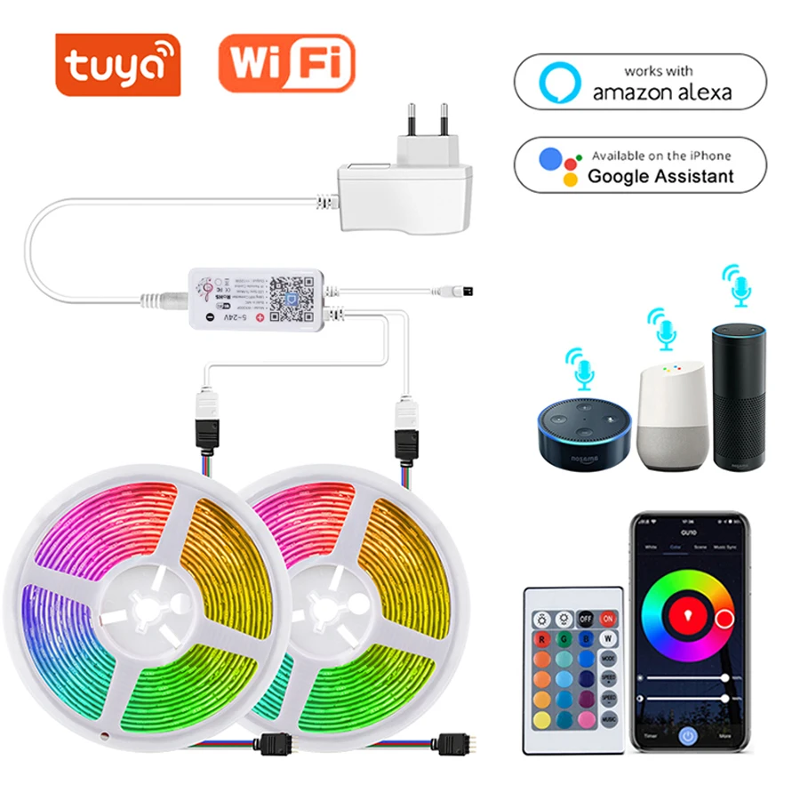 Tuya Smart RGB LED Strip 12V 5050 RGB Ribbon Tape WiFi Led Lights Strip