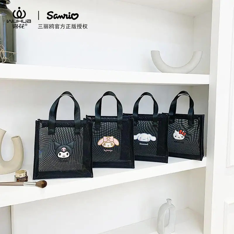

Kawaii Sanrio Kuromi My Melody Cinnamorroll Kt Cartoon Cute Large Capacity Mesh Hollow-Out Swimming Fitness Bag