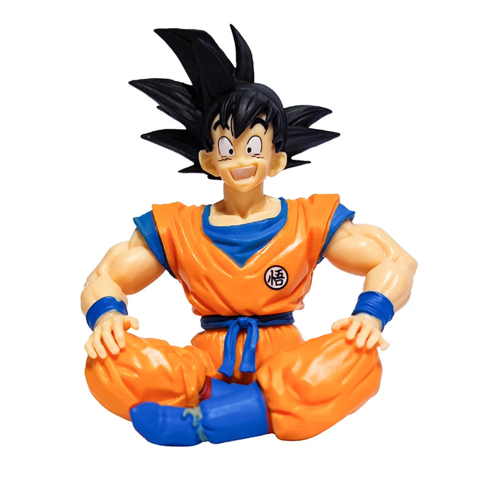 12CM Bandai Dragon Ball Z Anime Figure Sitting Position Son Goku Super Saiyan Action Figure Collection Model Doll Child Toy Gift