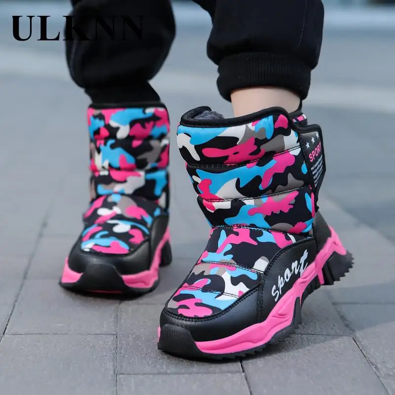 

Winter Children Snow Boots Male High Help Cotton Shoes Female Thickening Warm Big Kid's Waterproof Non-slip Short Canister Boots