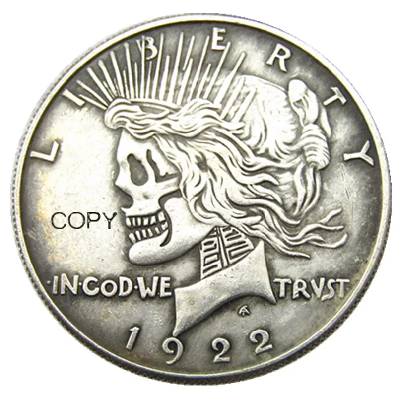 

Hobo Morgan Dollar 1921 Череп Зомби Скелет разных типов, задняя Посеребренная копия монет