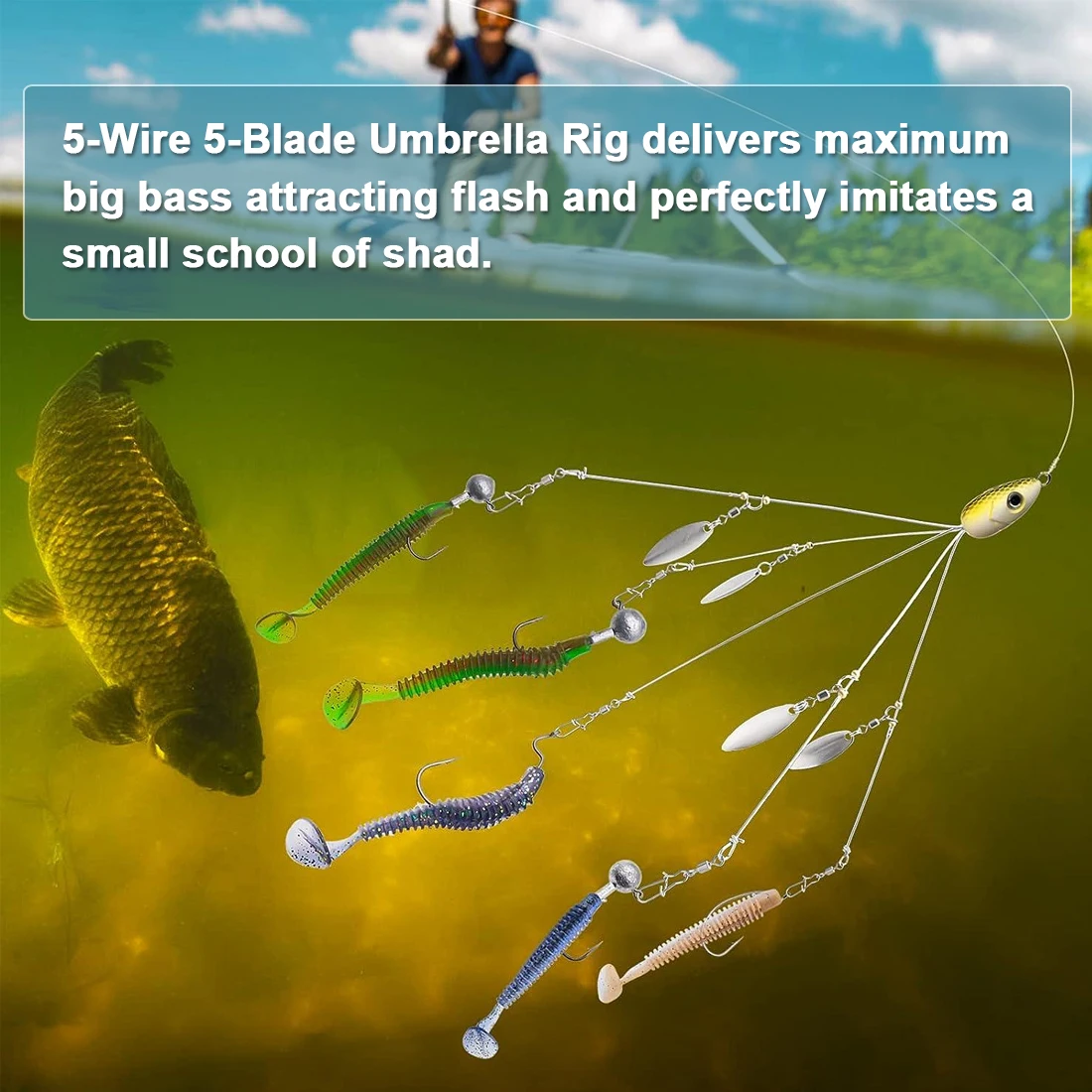 Striper Bass Rig, kit per pesca al basso,Attrezzatura da pesca Gruppo Attacco Esca 5 Braccia