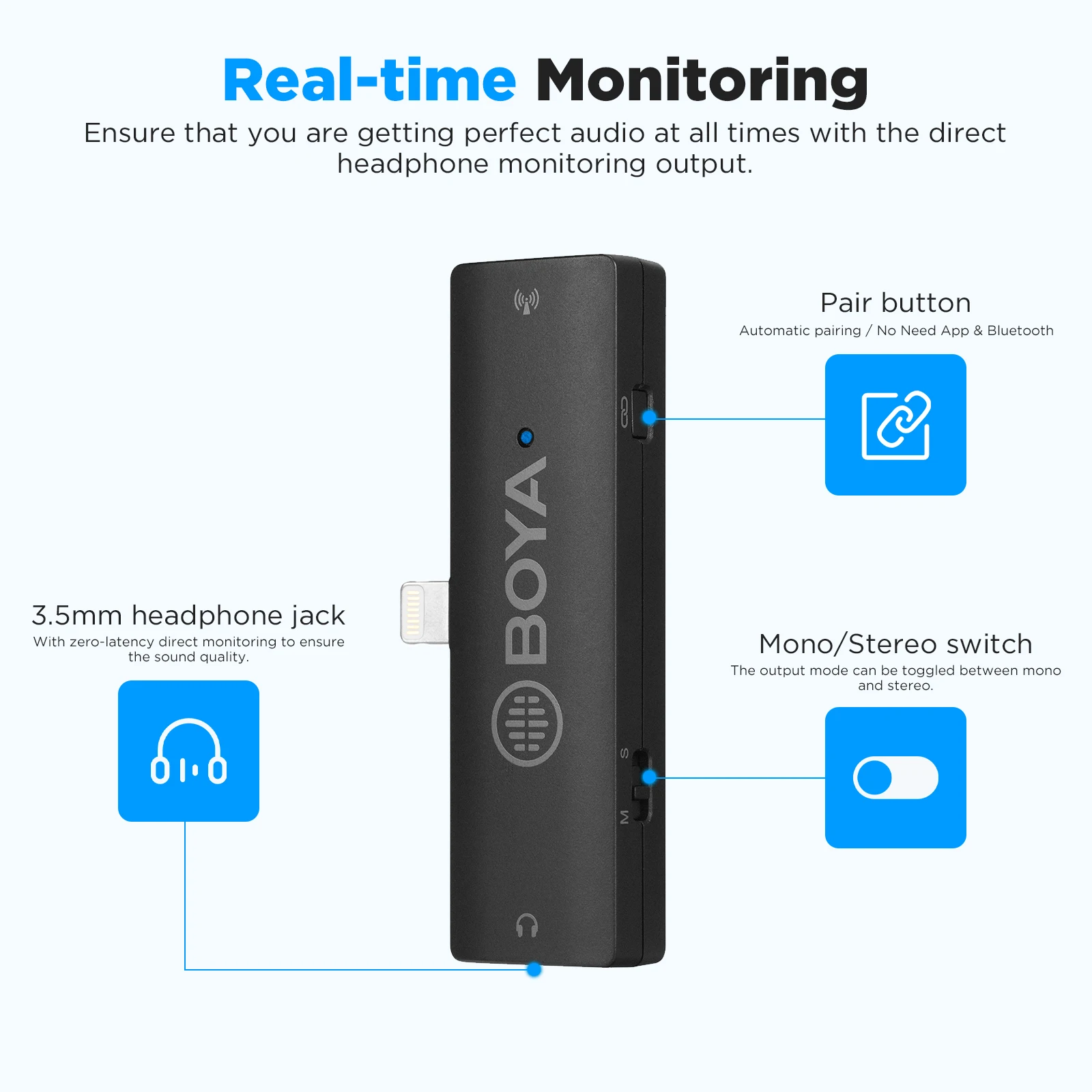 BOYA BY-XM6 S3 S4 무선 Lavalier Lapel 전문 마이크 오디오 시스템 iphone ipad iOS 장치 녹음 스트리밍