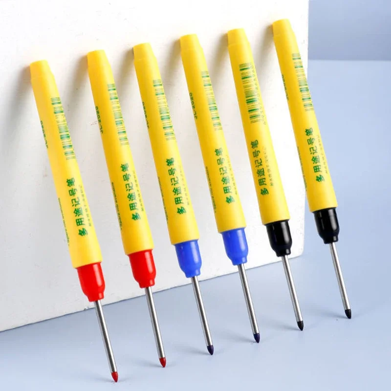 Color Marker Pens Pen Marker Marker Pens 6pcs/set 33mm Red/Blue/Black Long Head Marking Pen Woodworking Decoration Deep Hole Waterproof Pen Multipurpose Marking Tool