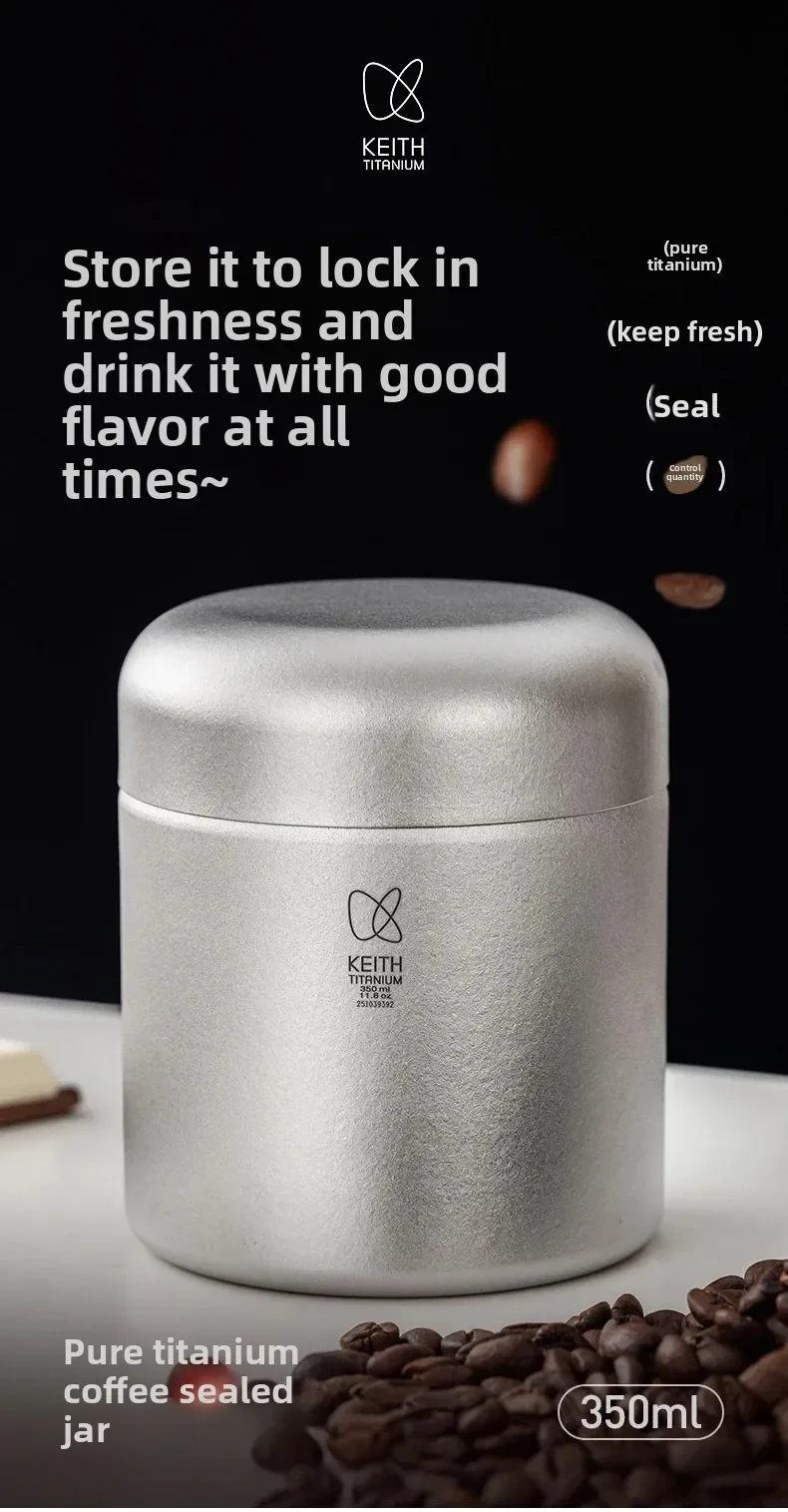 Keith Titan Luftdichte Aufbewahrungsdose mit Versiegeltem Deckel und Messlöffel für Kaffeebohnen, Tee, Nüsse, Trockenfutter, Frischhaltedose 350ml – Detail 2
