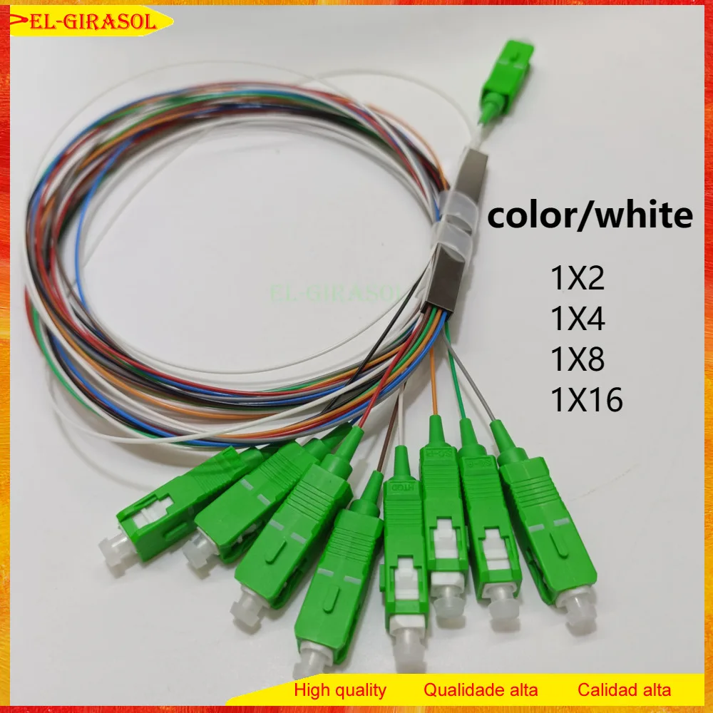 10 PCS/Lot 1X2 1X4 1X8 1X16 PLC SC/APC SM Single Mode 0.9mm G657A1 1m FTTH Fiber Optic Splitter