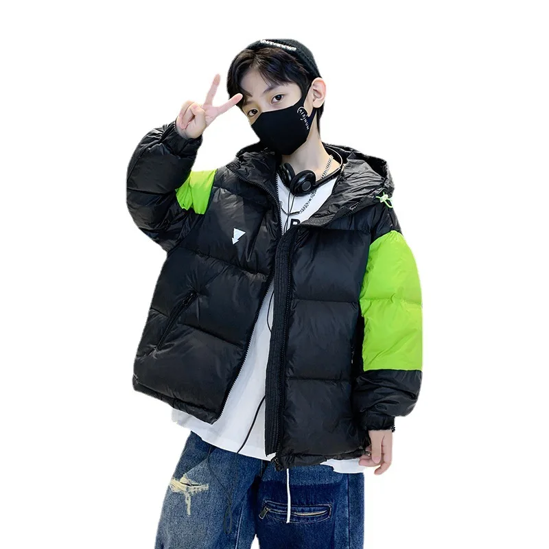 

Kids Boys Clothes Down Jacket Winter New Fashion Snowsuit Children's Clothing Patchwork Design Hooded Coat Thick Warm Top 4-14 Y