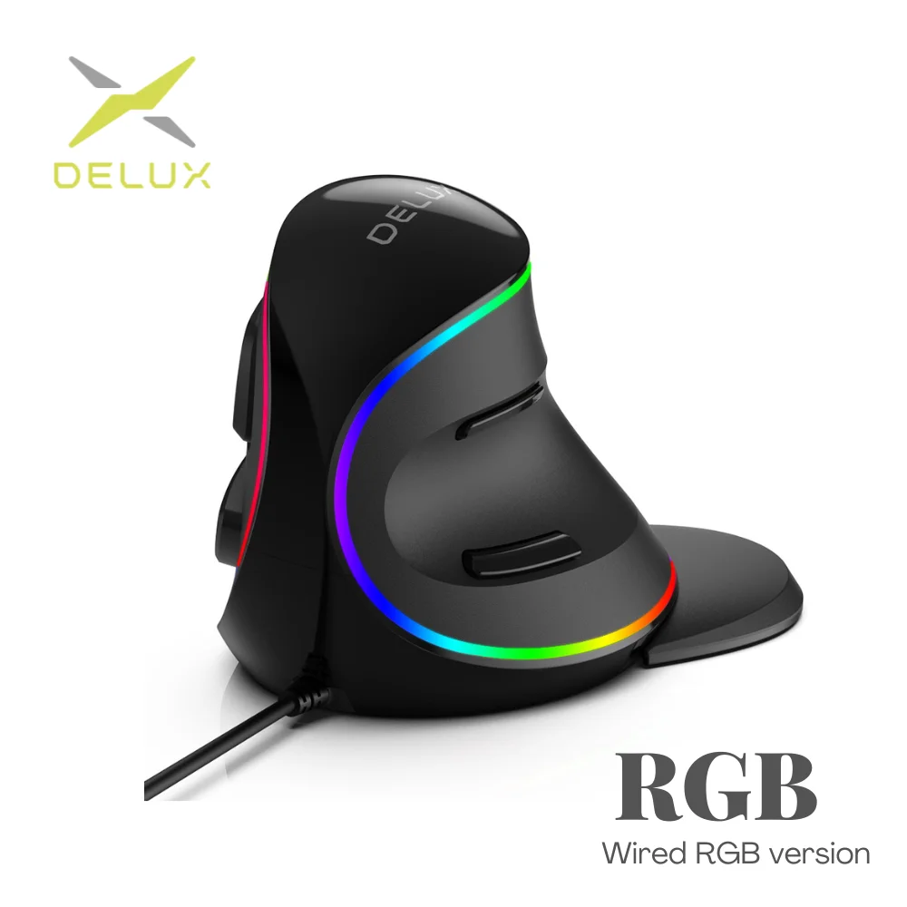 

Delux M618PR PMW3327 12400DPI Wired Ergonomic Vertical Mouse 1000Hz RGB Lighting Removable Wrist Rest For Carpal Tunnel