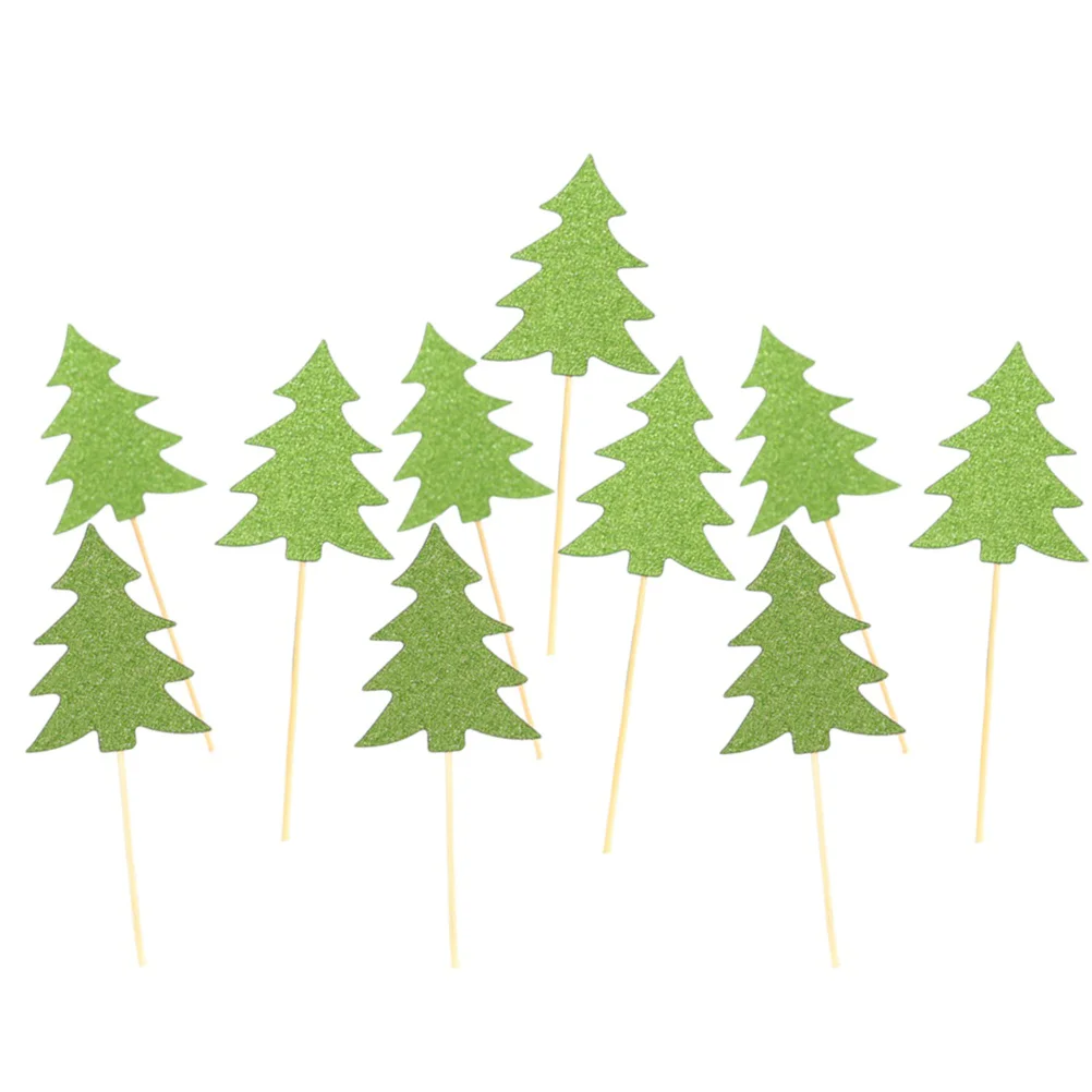 

10pcs Christmas Tree Cake Topper Dessert Cake Insert Christmas Birthday Party Cake Decoration Small Size