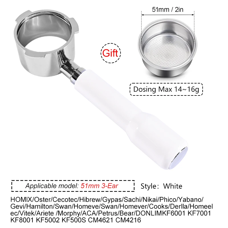 فلتر القهوة بدون قاع مقاس 51 مم مع سلة أكواب لآلة...