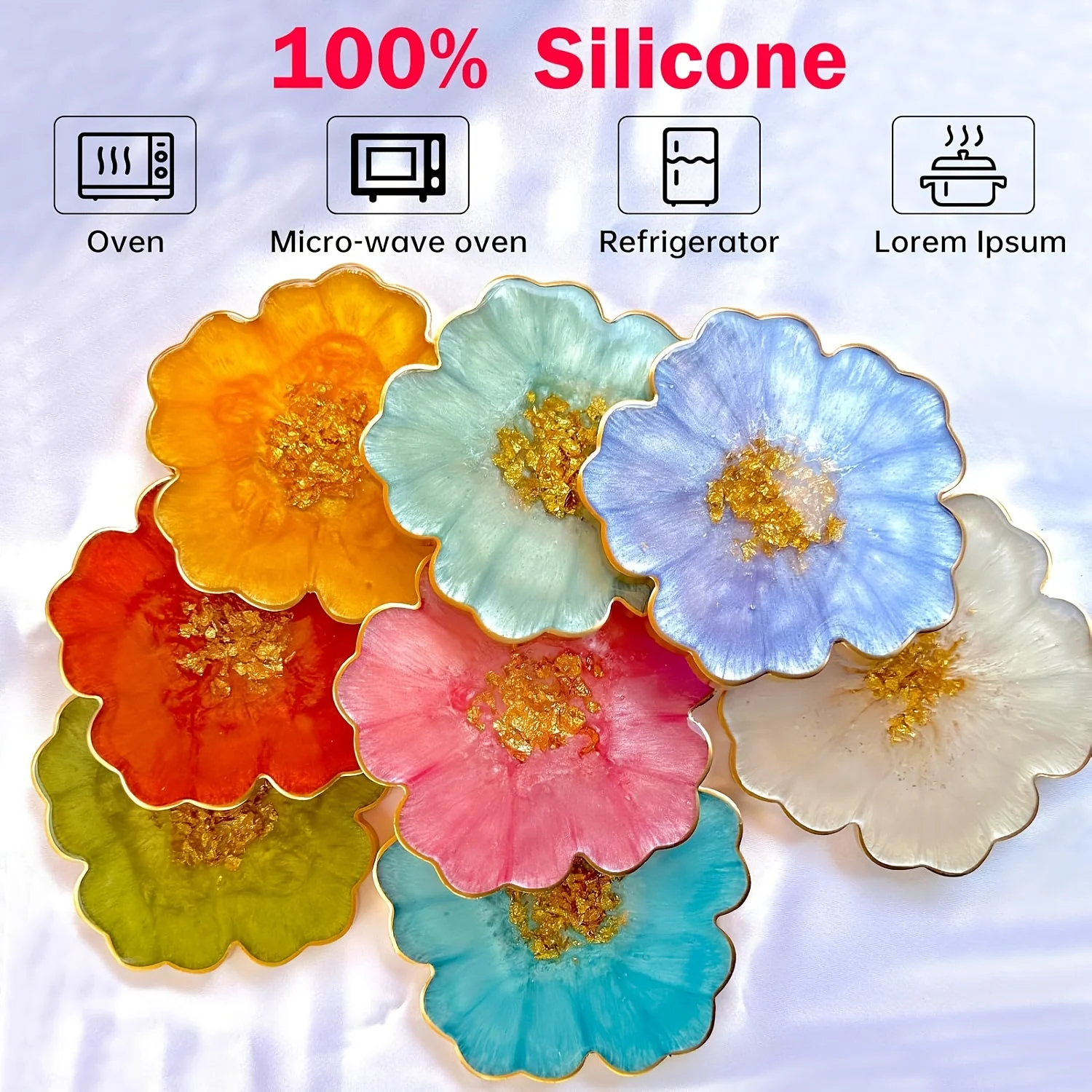 Moldes De Silicona Para Posavasos De Resina, 4 Piezas Para Fundición De