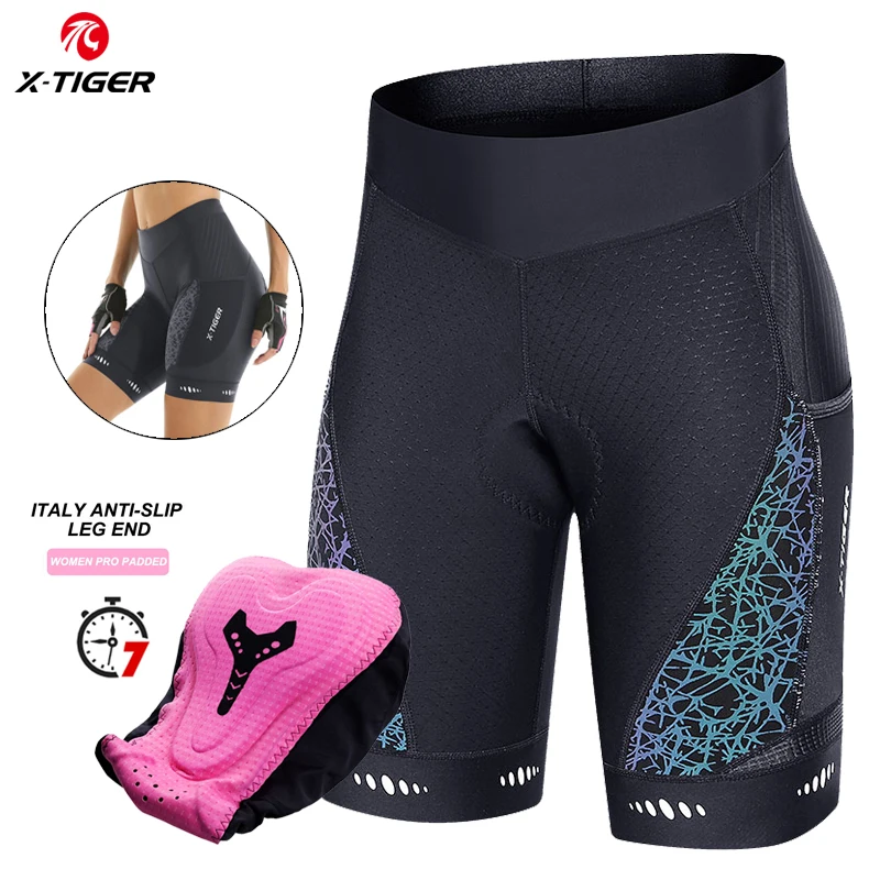 Cycling Shorts Women's Bicycle Shorts Competitive Sponge Padded 7h MTB Bike With Side Pockets Summer Bib Tights