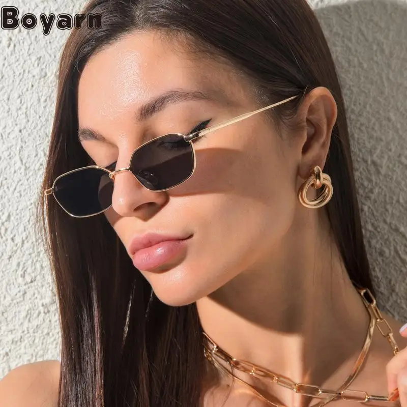 

Boyarn New Small Frame Polygon Sunglasses Korean Men's And Women's Fashion Metal Sunglasses Ocean Sunglasses