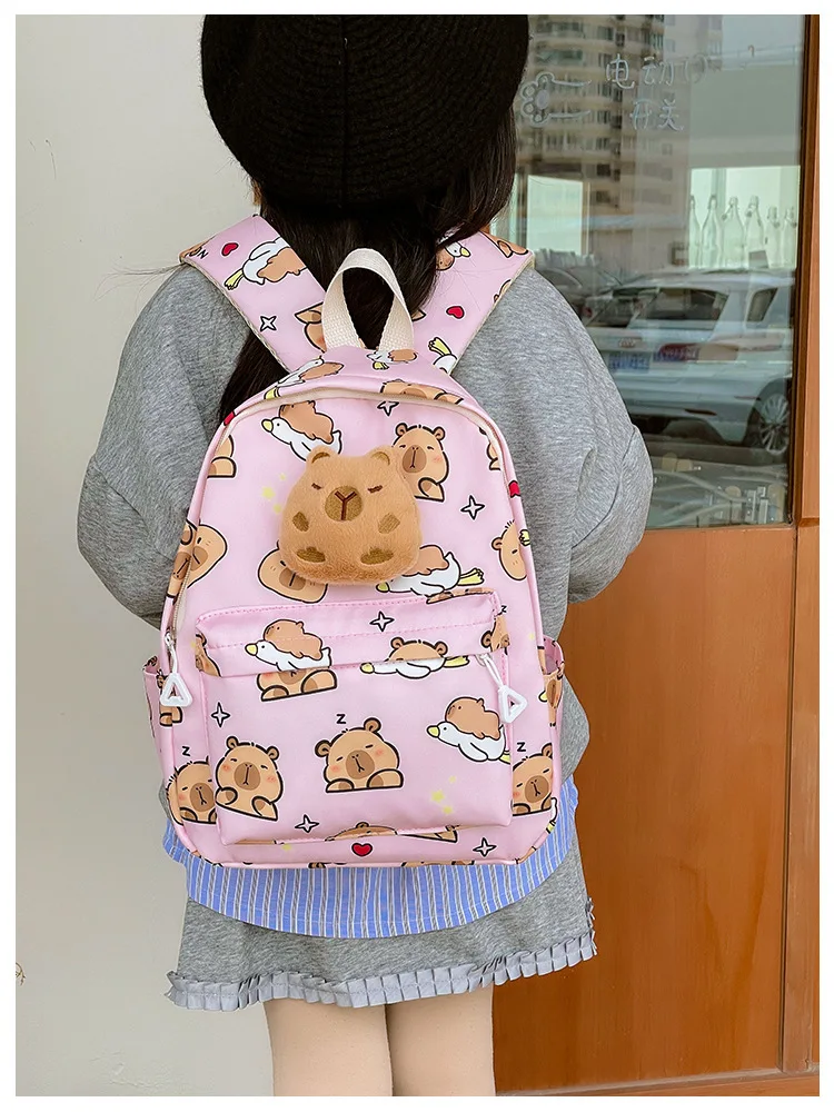 Cute Cartoon Capybara Backpack Plush Large Capacity School Bags Simple Pattern Book Bag Kawaii GirlSchool Backpack Mochila Mujer