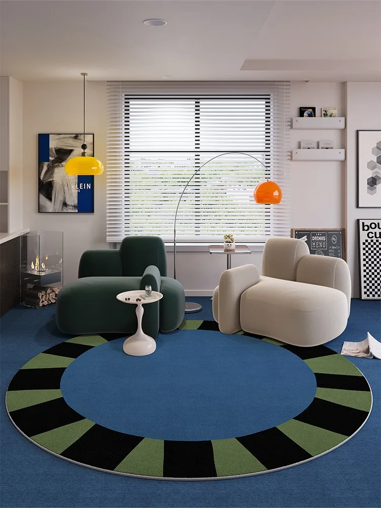 Round Living Room Carpet Retro Geometric Bedroom Soft Rug Large Area Home Decoration High-end Sofa Coffee Table Floor Mats Ковер