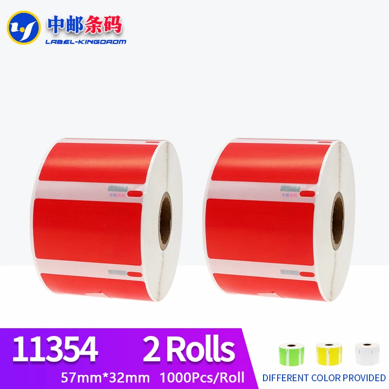 

2 Rolls Dymo Generic Red Color 11354 Label 57*32mm 1000Pcs Compatible for LW400 450 450Turbo Seiko SLP 440 Printer