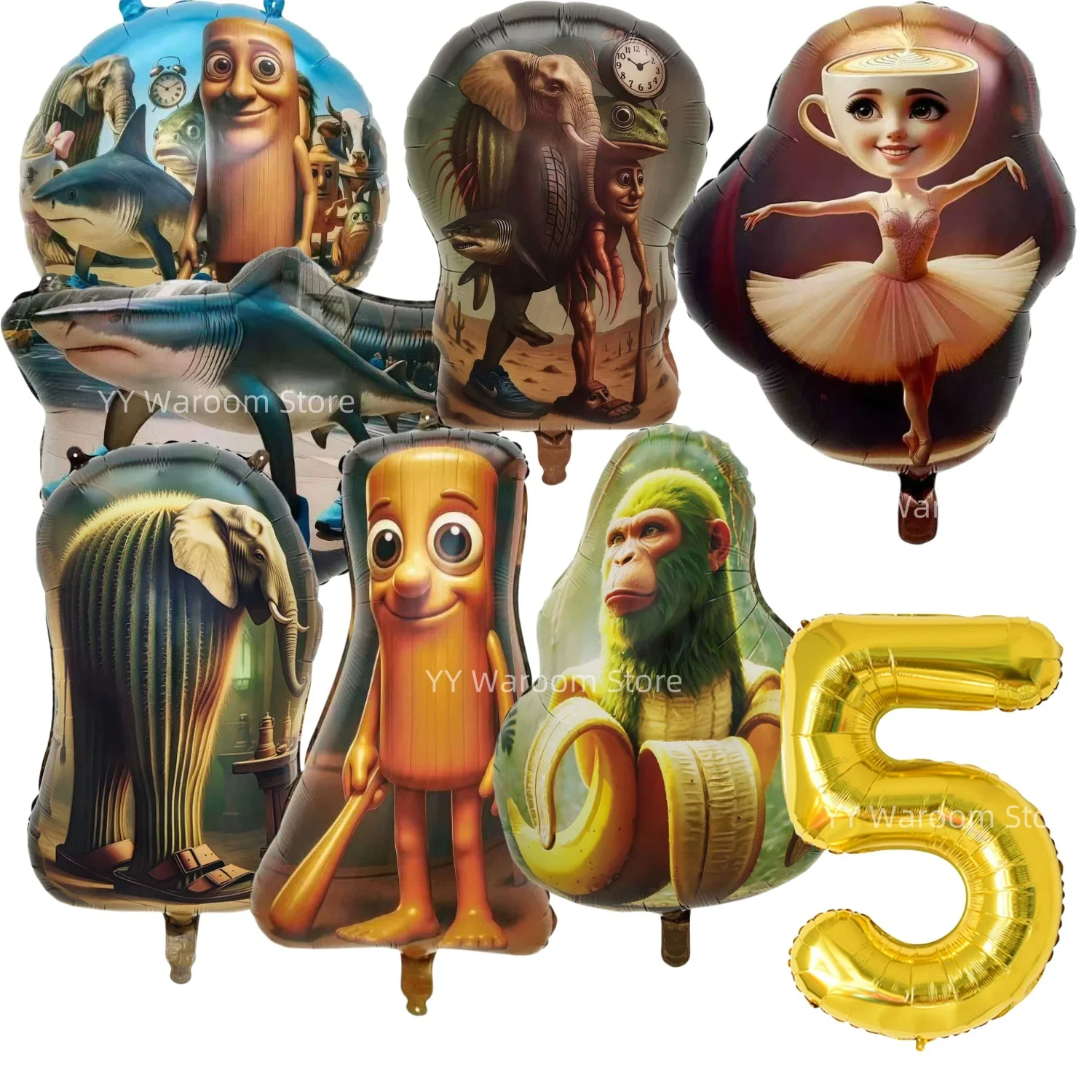 Décoration Anniversaire Thème 'Tung Sahur/Brainrot' - 44 Pièces (bannière, Ballons, Décorations Gâteau) - Pour Fête D'enfant Originale Et Amusante