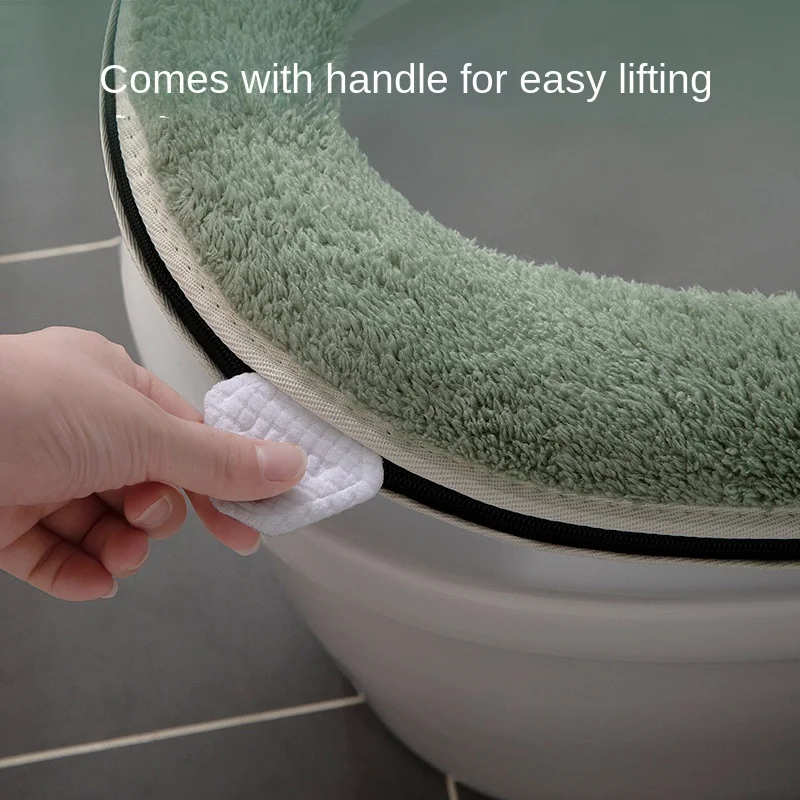 Home cute toilet seat cover warm winter closestool cushion WC Cape zipper Four Seasons universal soft toilet seat pad potty mats 2